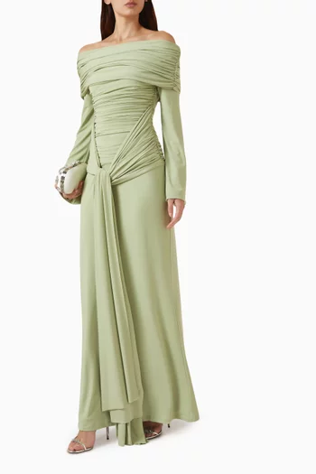 Off-shoulder Ruched Dress