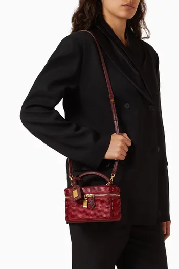 Cleo Embellished Box Shape Top-handle Bag in Satin & Vegan Leather