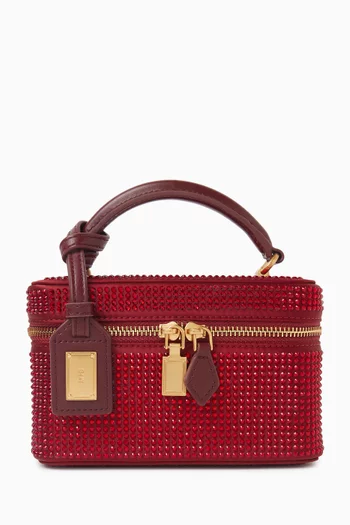 Cleo Embellished Box Shape Top-handle Bag in Satin & Vegan Leather