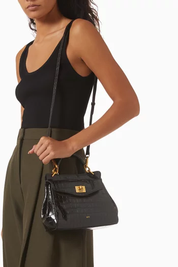 Lucia Classic Top-handle Bag in Croc-embossed Vegan Leather