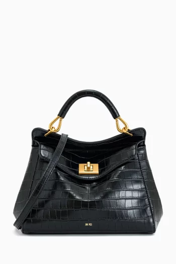 Lucia Classic Top-handle Bag in Croc-embossed Vegan Leather