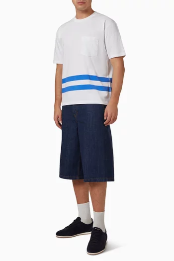 Printed Stripe Pocket T-shirt in Cotton