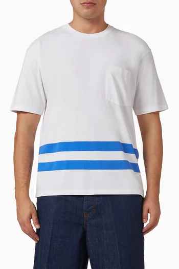 Printed Stripe Pocket T-shirt in Cotton