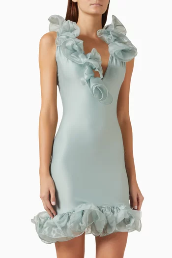 Onyx Floral-appliqué Mini Dress