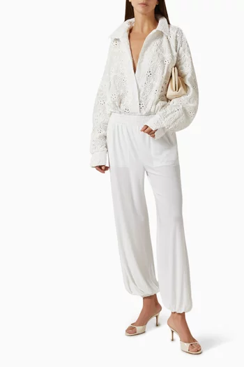 Super Oversized Boyfriend Shirt Bodysuit in Cotton