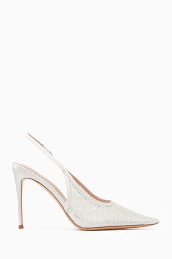 Hawa 100 Slingback Pumps in Lace & Satin