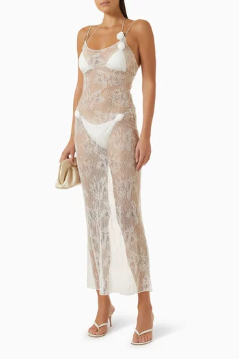 Bridal O Gem Slip Maxi Dress in Lace