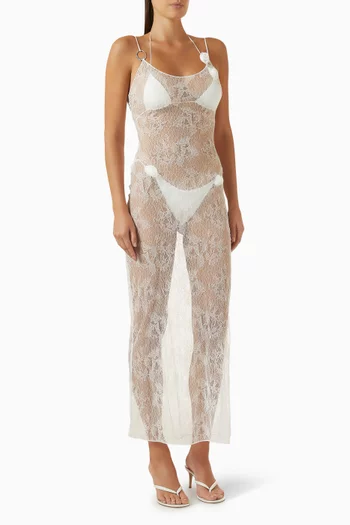 Bridal O Gem Slip Maxi Dress in Lace