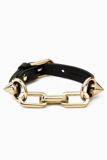 Eva Leather Bracelet in Gold-tone Brass