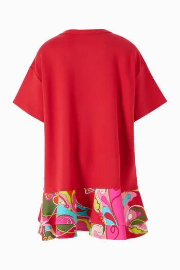 Printed Ruffle Hem T-shirt Dress