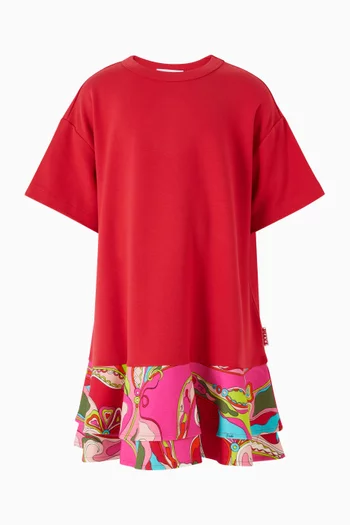 Printed Ruffle Hem T-shirt Dress