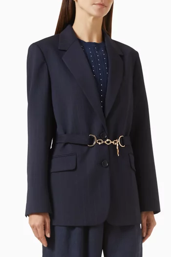 Pinstripe Blazer in Wool Blend
