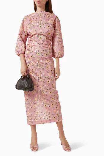 Ezra Midi Dress in Stretch Cotton