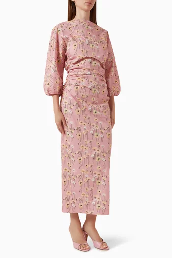 Ezra Midi Dress in Stretch Cotton
