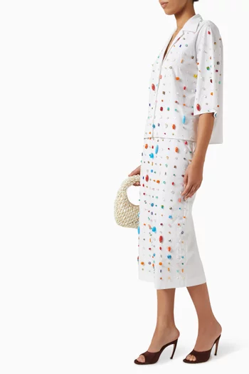 Rox Embroidered Midi Skirt in Cotton