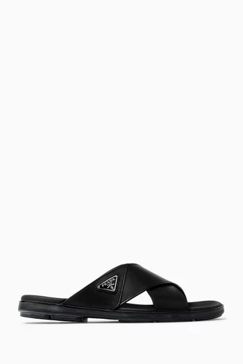 Crisscross Slides in Leather