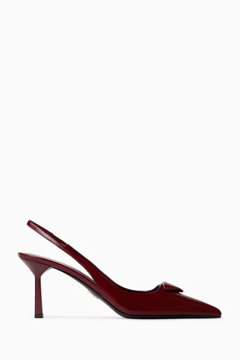 Triangle Logo 75 Slingback Pumps in Brushed Leather