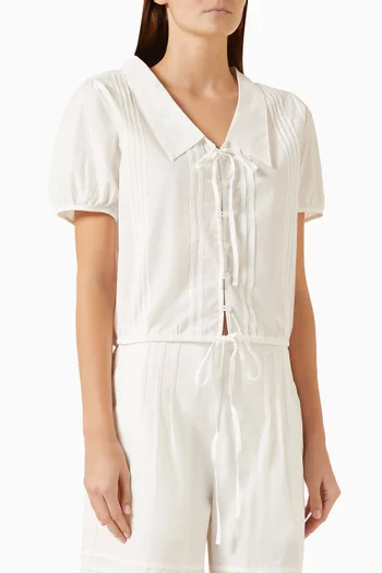 Fine Collar Top in Organic Cotton