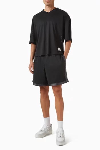 V-neck Cropped Jersey T-shirt in Mesh