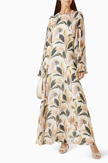 Abstract-print Dress in Chiffon
