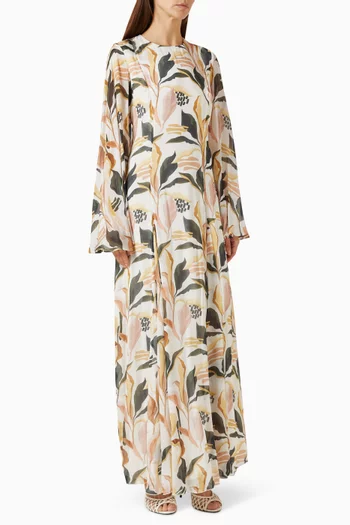 Abstract-print Dress in Chiffon
