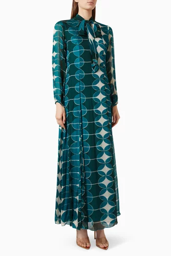 Printed Maxi Dress in Chiffon