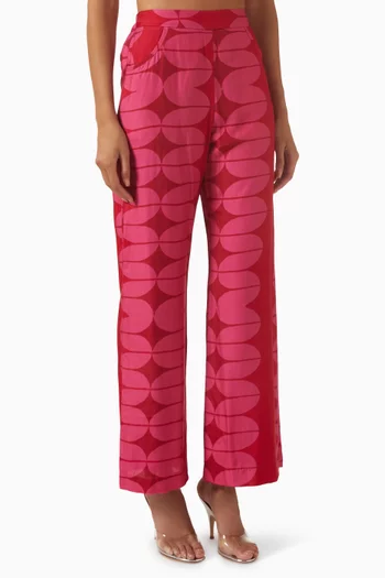 Printed Pants in Cotton-silk