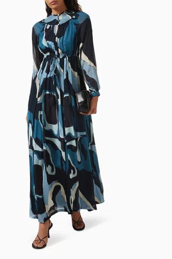 Abstract-print Kaftan & Dress Set in Chiffon