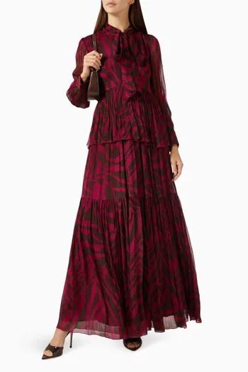 Abstract-print Dress in Chiffon