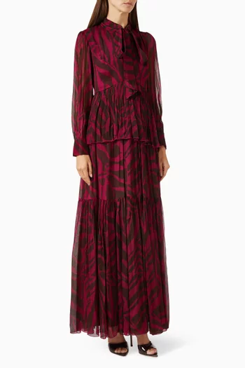 Abstract-print Dress in Chiffon