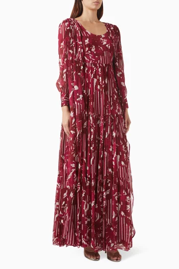 Floral Wrap Dress in Chiffon
