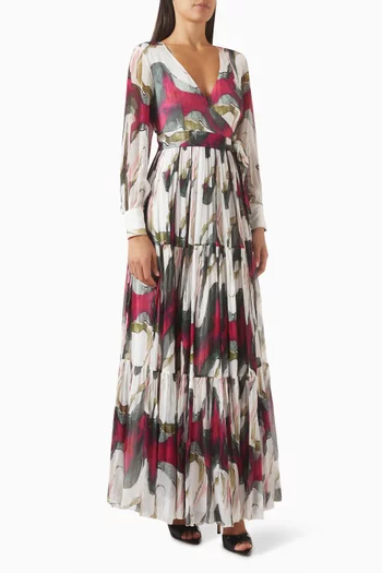 Abstract-print Wrap Dress