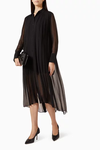 The Whisper Pleat Shirt Dress in Silk