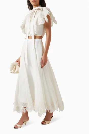 Leila Appliqué Midi Skirt