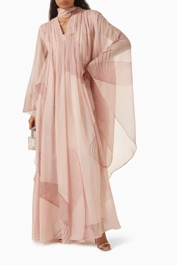 Printed Draped Kaftan in Chiffon