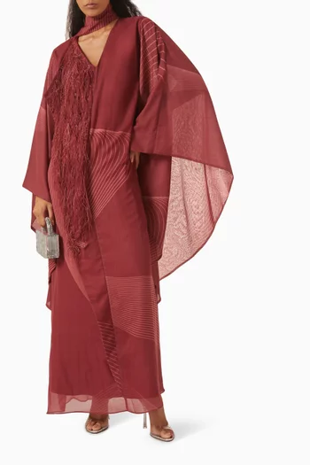 Ruffle Feather Maxi Dress in Chiffon