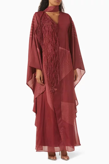 Ruffle Feather Maxi Dress in Chiffon