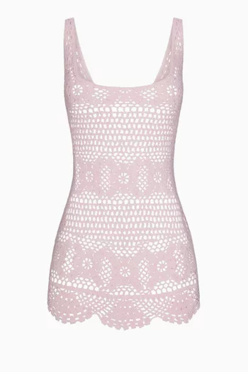 Swim Cover-up Crochet Mini Tank Dress