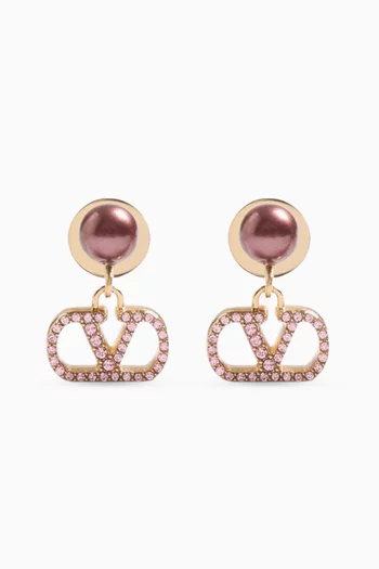VLogo Signature Pearl & Swarovski® Earrings in Metal