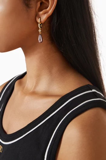 VLogo Swarovski® Drop Earrings in Gold-tone Brass