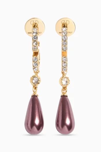 VLogo Swarovski® Drop Earrings in Gold-tone Brass