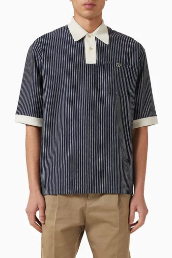 VLogo Striped Polo Shirt in Viscose Blend