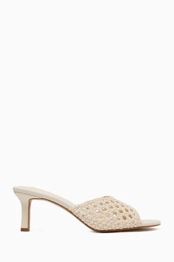 Elara 65 Mules in Woven Vegan Leather