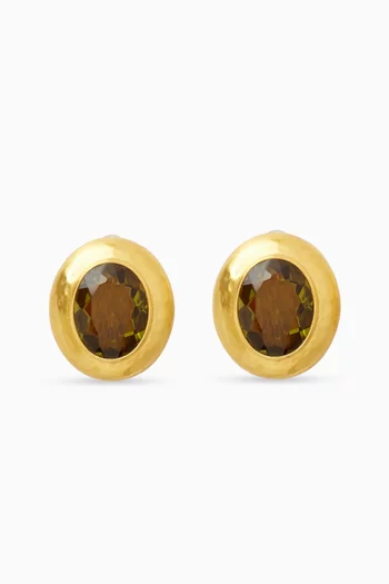 Rain Stone Clip Earrings in 22kt Gold-plated Brass