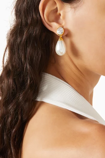 Kaielle Pearl Drop Earrings in 22kt Gold-plated Brass