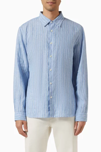Irving Shirt in Relaxed Linen Stripe