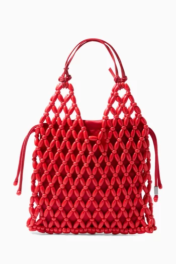 Small Karla Wood Beaded Tote Bag