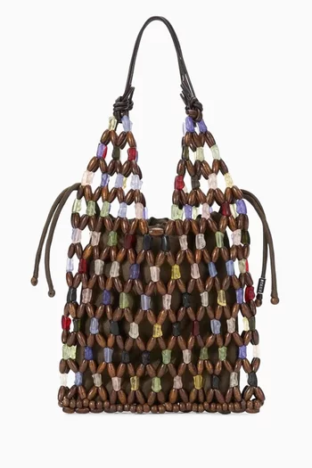 Small Karla Glass & Wood Beaded Tote Bag