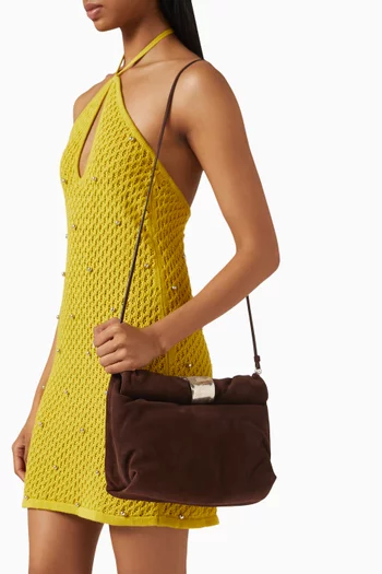 Cuff Clutch in Suede Leather
