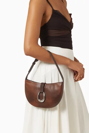 Harlow Crescent Shoulder Bag in Leather